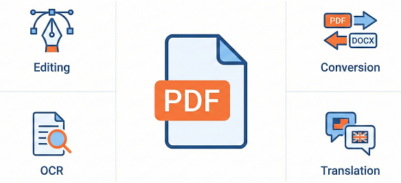 PDF Editing, Conversion, OCR, and Translation features